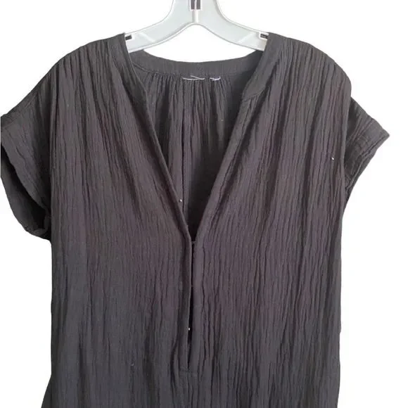 Black Cotton Wide Leg Jumper Jumpsuit Size Medium - Picture 3 of 9